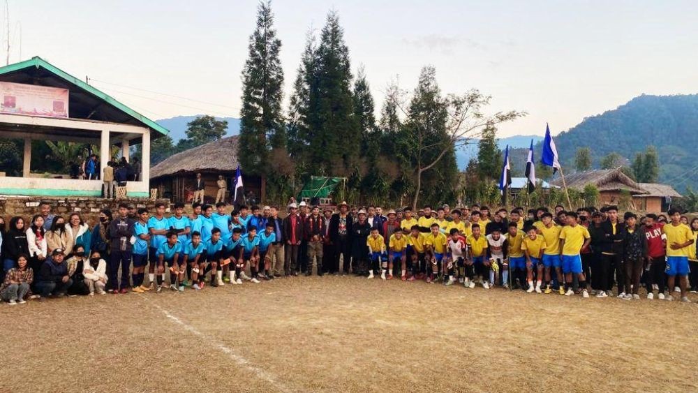 Participants and organizers at the 'Change for the Better Tournament' hosted by the Chenmoho Students Union and Assam Rifles Mon.